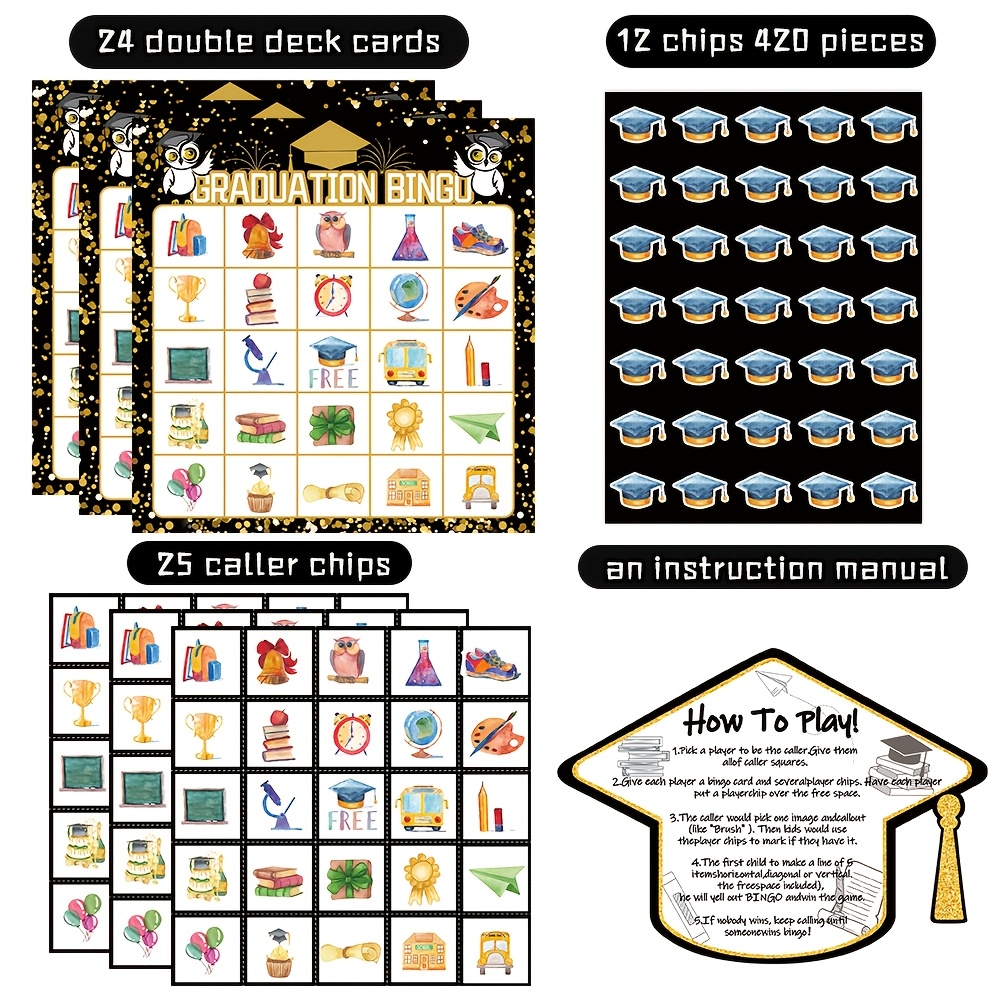 Party Games College - 2026 Siyah Altın Mezuniyet Bingo Oyun
