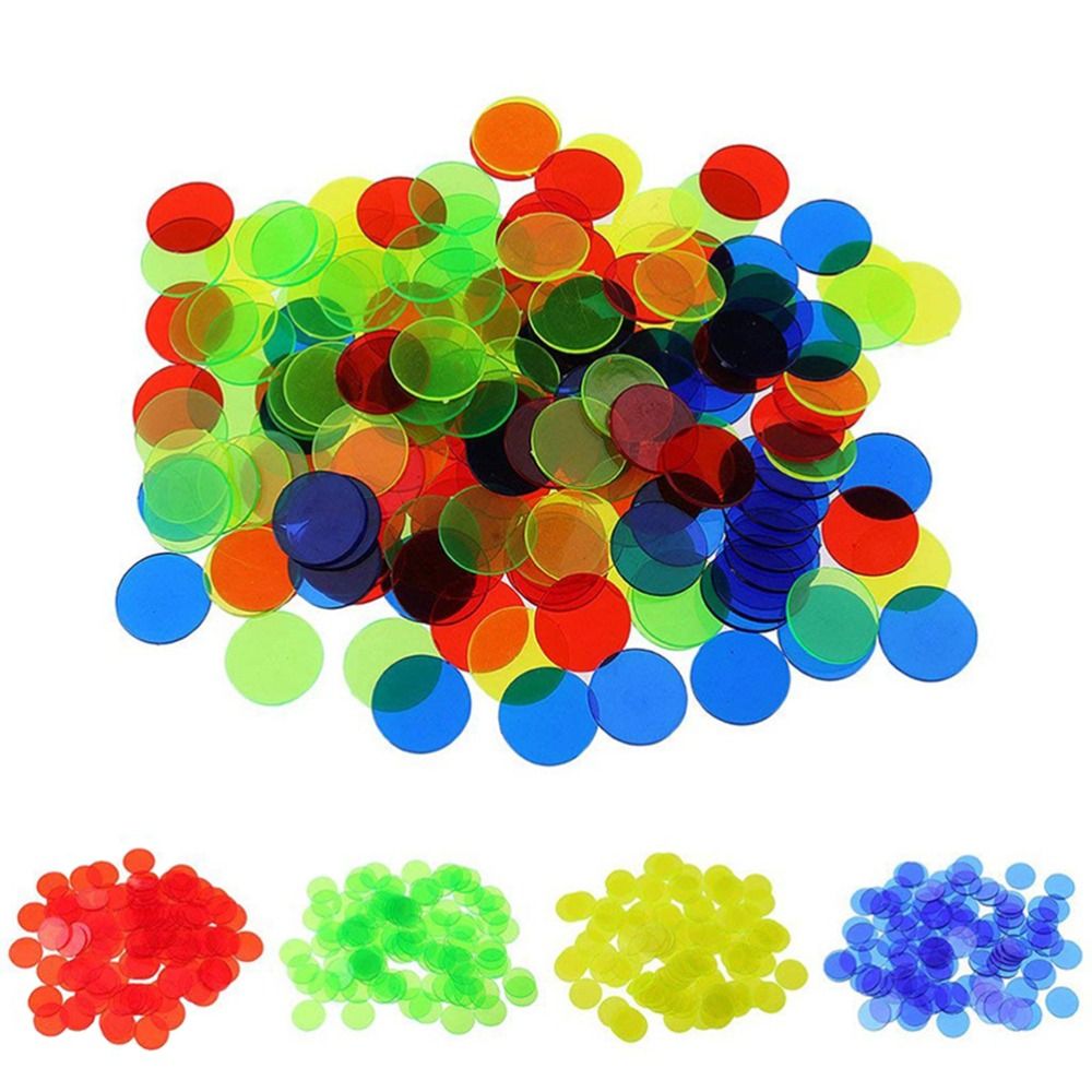 Party Games Bingo - 100 Adet Plastik Yuvarlak Sayma Fişleri