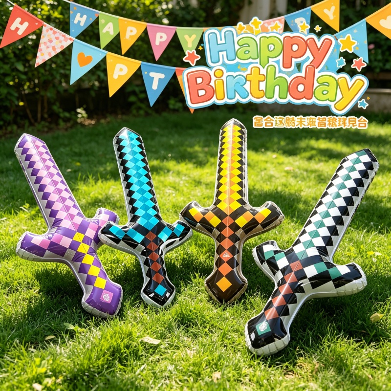 Party Games No Props - Piksel Tarzı Değerli Taş Altın Kılıç